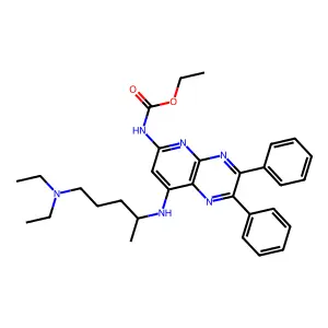 ethyl N-[8-[5-(diethylamino)pentan-2-ylamino]-2,3-diphenylpyrido[2,3-b]pyrazin-6-yl]carbamate structure
