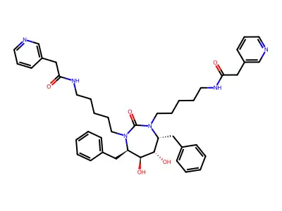 N-(5-((4R,5S,6S,7R)-4,7-Dibenzyl-5,6-dihydroxy-2-oxo-3-(5-(2-pyridin-3-yl-ethanoylamino)-pentyl)-perhydro-1,3-diazepin-1-yl)-pentyl)-2-pyridin-3-yl-acetamide structure