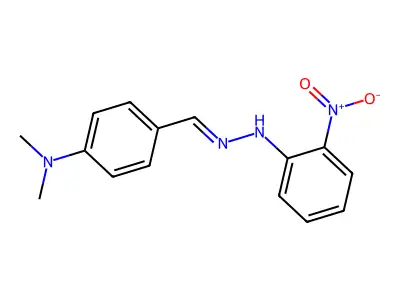 N,N-dimethyl-4-{(E)-[2-(2-nitrophenyl)hydrazinylidene]methyl}aniline structure