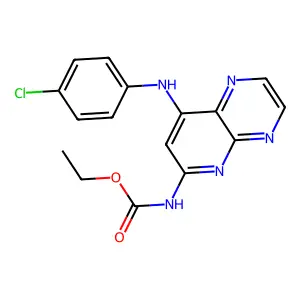 ethyl N-[8-(4-chloroanilino)pyrido[2,3-b]pyrazin-6-yl]carbamate structure