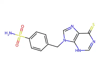 4-[(6-sulfanylidene-3H-purin-9-yl)methyl]benzenesulfonamide structure