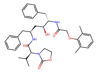 (2S)-N-[(1S,3S,4S)-1-benzyl-4-[[2-(2,6-dimethylphenoxy)acetyl]amino]-3-hydroxy-5-phenyl-pentyl]-3-methyl-2-(2-oxooxazolidin-3-yl)butanamide structure