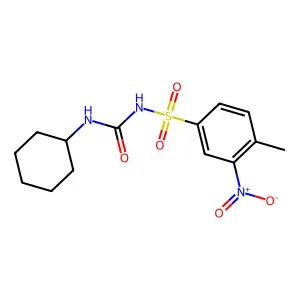 1-Cyclohexyl-3-[(3-nitro-P-tolyl)sulphonyl]urea structure