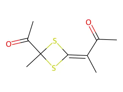 2-Butanone, 3-(4-acetyl-4-methyl-1,3-dithietan-2-ylidene)- structure
