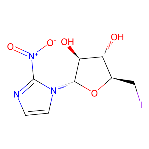 (2S,3S,4S,5S)-2-(Iodomethyl)-5-(2-nitroimidazol-1-yl)oxolane-3,4-diol structure