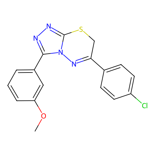 6-(4-chlorophenyl)-3-(3-methoxyphenyl)-7H-[1,2,4]triazolo[3,4-b][1,3,4]thiadiazine structure
