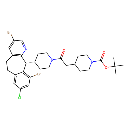 (R)-tert-Butyl 4-(2-(4-(3,10-dibromo-8-chloro-6,11-dihydro-5H-benzo[5,6]cyclohepta[1,2-b]pyridin-11-yl)piperidin-1-yl)-2-oxoethyl)piperidine-1-carboxylate structure