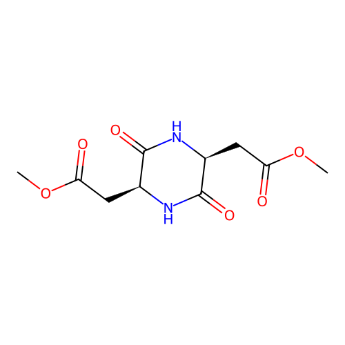 methyl 2-[(2S,5S)-5-(2-methoxy-2-oxoethyl)-3,6-dioxopiperazin-2-yl]acetate structure