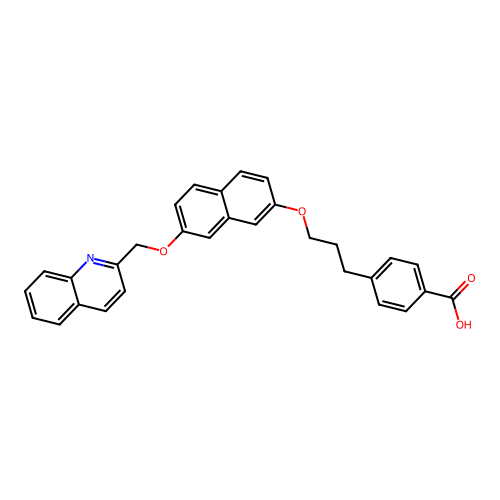 4-[3-[7-(2-Quinolinylmethoxy)-2-naphthyloxy]propyl]benzoic acid structure