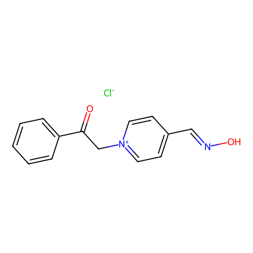 2-[4-(Hydroxyiminomethyl)pyridin-1-ium-1-yl]-1-phenylethanone;chloride structure