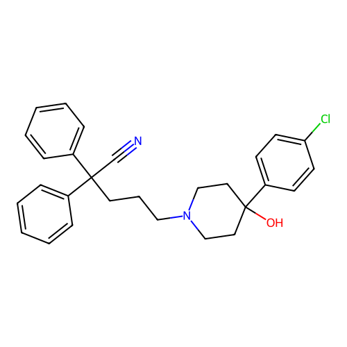5-(4-(4-Chlorophenyl)-4-hydroxypiperidin-1-yl)-2,2-diphenylpentanenitrile structure