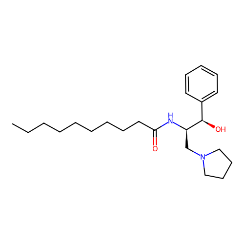 Decanamide, N-[(1R,2R)-2-hydroxy-2-phenyl-1-(1-pyrrolidinylmethyl)ethyl]- structure