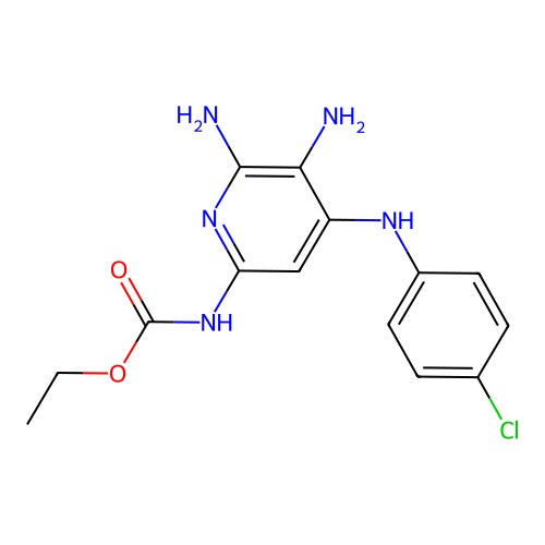 ethyl N-[5,6-diamino-4-(4-chloroanilino)-2-pyridyl]carbamate structure