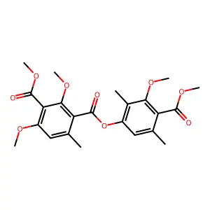 1-O-(3-methoxy-4-methoxycarbonyl-2,5-dimethylphenyl) 3-O-methyl 2,4-dimethoxy-6-methylbenzene-1,3-dicarboxylate structure
