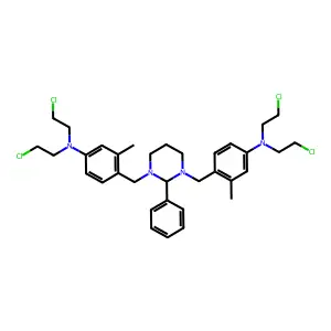 4,4'-[(2-Phenyldihydropyrimidine-1,3(2H,4H)-diyl)bis(methylene)]bis[N,N-bis(2-chloroethyl)-3-methylaniline] structure
