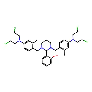 2-[1,3-bis[[4-[bis(2-chloroethyl)amino]-2-methylphenyl]methyl]-1,3-diazinan-2-yl]phenol structure