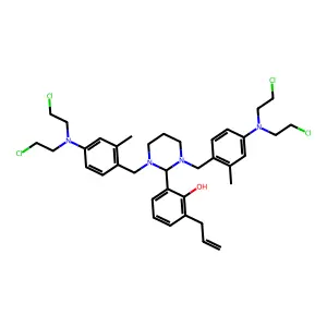 2-[1,3-bis[[4-[bis(2-chloroethyl)amino]-2-methylphenyl]methyl]-1,3-diazinan-2-yl]-6-prop-2-enylphenol structure