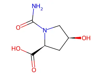 (2S,4S)-1-carbamoyl-4-hydroxypyrrolidine-2-carboxylic acid structure