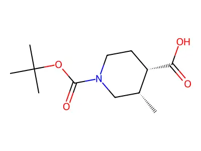 rac-(3R,4R)-1-[(tert-butoxy)carbonyl]-3-methylpiperidine-4-carboxylic acid structure