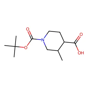 (3R,4R)-1-[(tert-butoxy)carbonyl]-3-methylpiperidine-4-carboxylic acid structure