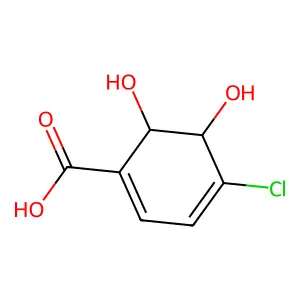(5R,6R)-4-chloro-5,6-dihydroxycyclohexa-1,3-diene-1-carboxylic acid structure