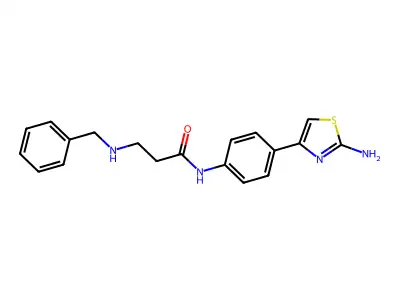 N-(4-(2-aminothiazol-4-yl)phenyl)-3-(benzylamino)propanamide structure