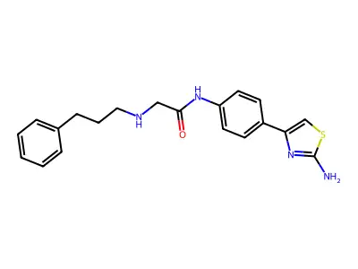 N-[4-(2-aminothiazol-4-yl)phenyl]-2-(3-phenylpropylamino)acetamide structure
