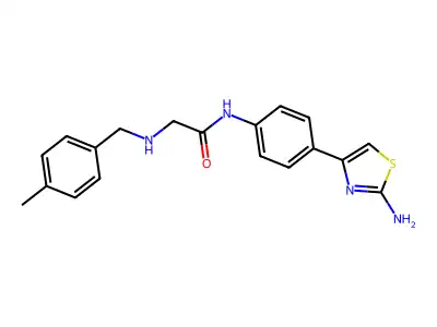 N-[4-(2-aminothiazol-4-yl)phenyl]-2-(p-tolylmethylamino)acetamide structure