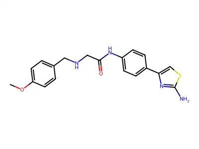 N-[4-(2-aminothiazol-4-yl)phenyl]-2-[(4-methoxyphenyl)methylamino]acetamide structure