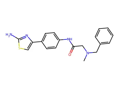 N-(4-(2-aminothiazol-4-yl)phenyl)-2-(benzyl(methyl)amino)acetamide structure