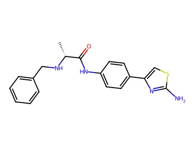 (2R)-N-[4-(2-aminothiazol-4-yl)phenyl]-2-(benzylamino)propanamide structure