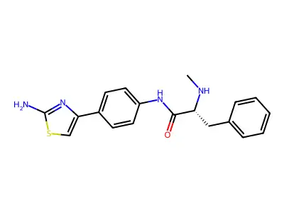 (2R)-N-[4-(2-aminothiazol-4-yl)phenyl]-2-(methylamino)-3-phenyl-propanamide structure