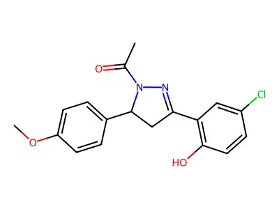 1-(3-(5-chloro-2-hydroxyphenyl)-5-(4-methoxyphenyl)-4,5-dihydro-1H-pyrazol-1-yl)ethanone structure
