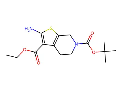 6-tert-butyl 3-ethyl 2-amino-4H,5H,6H,7H-thieno(2,3-c)pyridine-3,6-dicarboxylate structure
