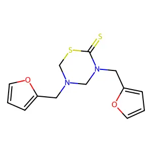 3,5-Bis(2-furylmethyl)-1,3,5-thiadiazinane-2-thione structure