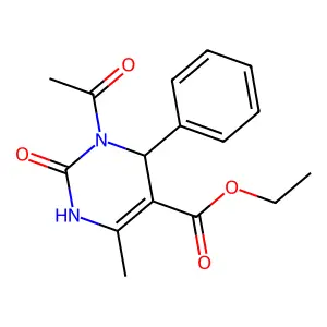 Ethyl (4S)-3-acetyl-6-methyl-2-oxo-4-phenyl-1,2,3,4-tetrahydropyrimidine-5-carboxylate structure
