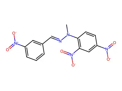 N-methyl-2,4-dinitro-N-[(3-nitrophenyl)methylideneamino]aniline structure