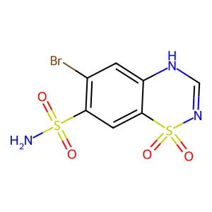 6-Bromo-2H-1,2,4-benzothiadiazine-7-sulphonamide 1,1-dioxide structure