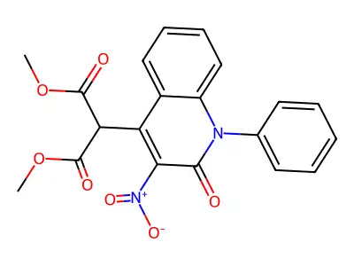 Dimethyl 2-(3-nitro-2-oxo-1-phenylquinolin-4-yl)propanedioate structure