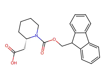2-(1-(((9H-fluoren-9-yl)methoxy)carbonyl)piperidin-2-yl)acetic acid structure