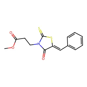 (Z)-methyl 3-(5-benzylidene-4-oxo-2-thioxothiazolidin-3-yl)propanoate structure