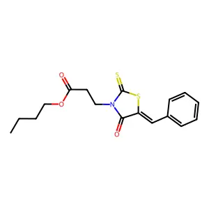 (Z)-butyl 3-(5-benzylidene-4-oxo-2-thioxothiazolidin-3-yl)propanoate structure