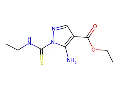 ethyl 5-amino-1-(ethylcarbamothioyl)-1H-pyrazole-4-carboxylate structure