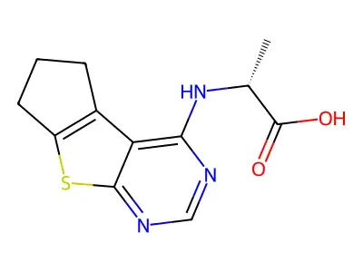 (6,7-Dihydro-5H-cyclopenta[4,5]thieno[2,3-d]pyrimidin-4-yl)-D-alanine structure