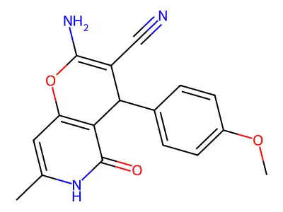2-amino-5-hydroxy-4-(4-methoxyphenyl)-7-methyl-4H-pyrano[3,2-c]pyridine-3-carbonitrile structure
