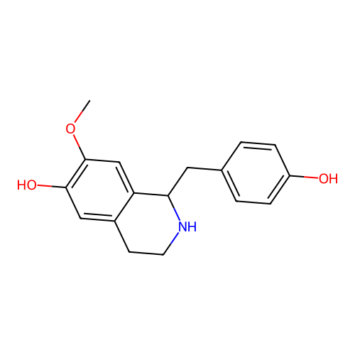 Isoquinolin-6-ol, 1-[4-hydroxybenzyl]-1,2,3,4-tetrahydro-7-methoxy- structure