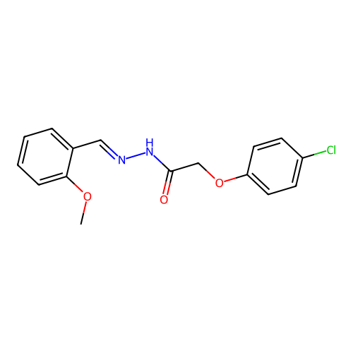 2-(4-chlorophenoxy)-N-[(2-methoxyphenyl)methylideneamino]acetamide structure