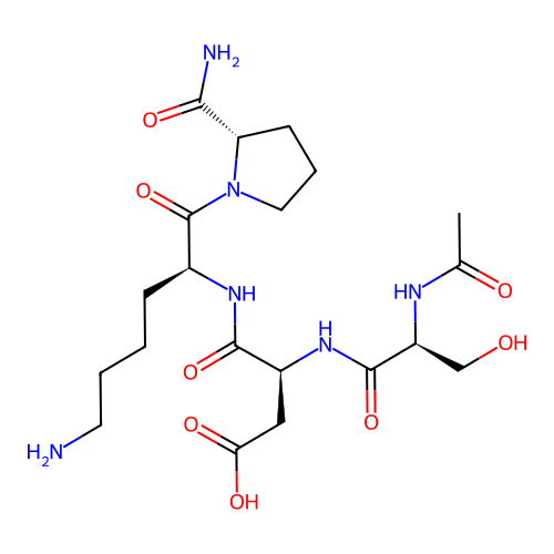 N-Acetyl-L-seryl-L-alpha-aspartyl-L-lysyl-L-prolinamide structure