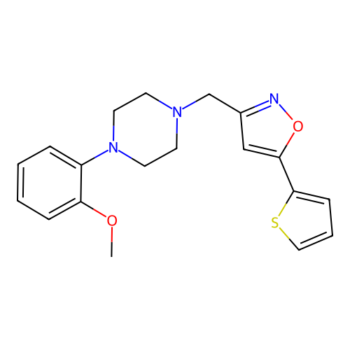 Piperazine, 1-(2-methoxyphenyl)-4-[[5-(2-thienyl)-3-isoxazolyl]methyl]- structure