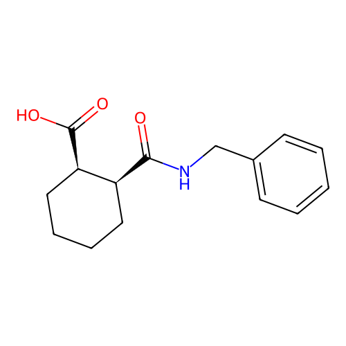 cis-(1R,2S)-2-(benzylcarbamoyl)cyclohexane-1-carboxylic acid structure